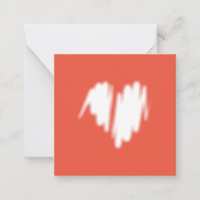 Moderate White Graffiti Sprayed Heart Image Note Card (Front)