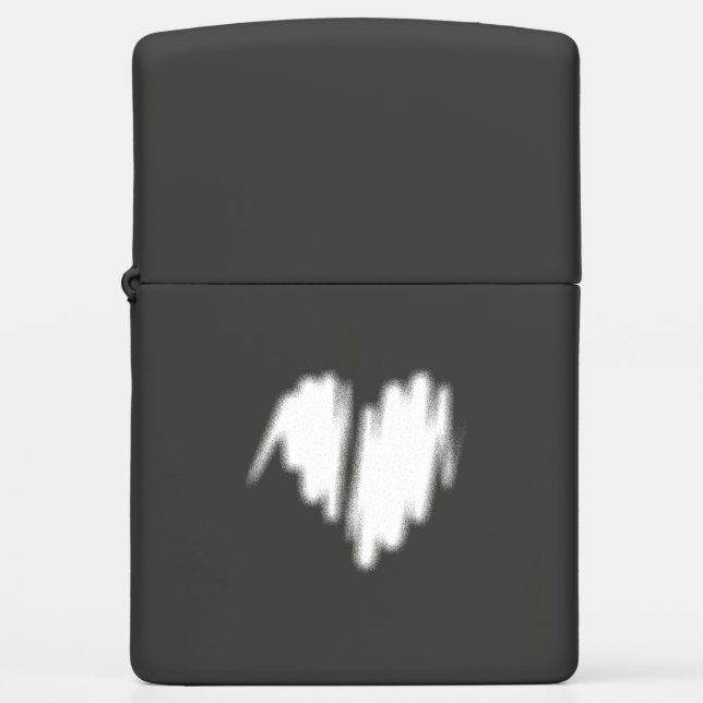 Moderate White Graffiti Sprayed Heart Image Zippo Lighter (Front)