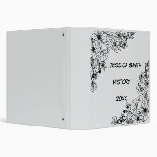 Moderm Minimalist Black Floral 3 Ring Binder