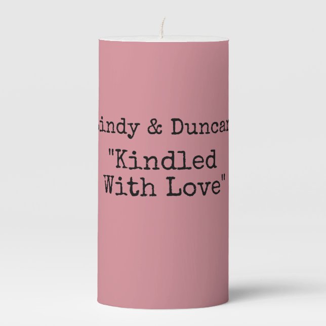 Moderm Minimalist Dusty Pink Personalized Pillar Candle (Front)