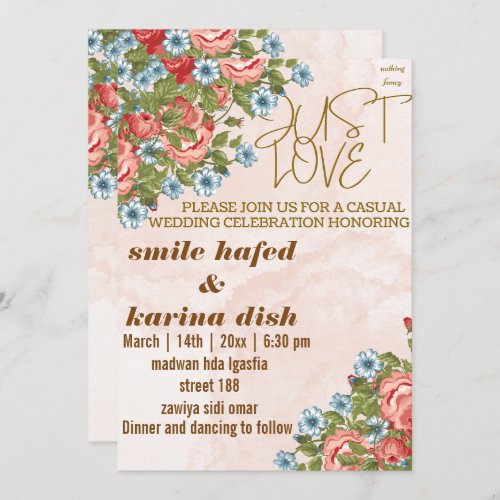 Modern  00s Rainbow Just Love Wedding Invita Invitation