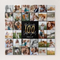 Modern 100th birthday multi photo script gift