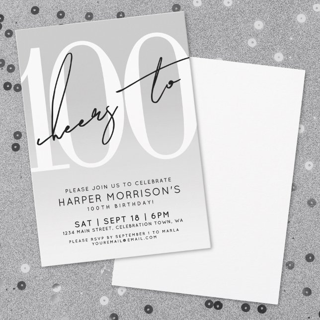 Modern 100th Birthday Party Invitation (Modern 100th Birthday Party Invitation)