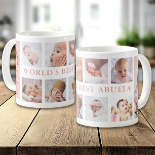 Modern 10 Photo Collage Pink World's Best Abuela Coffee Mug