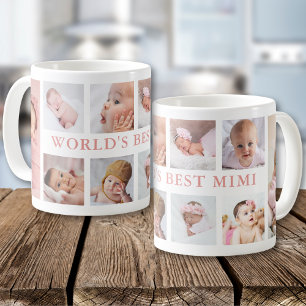 Modern 10 Photo Collage Pink World's Best MImi Coffee Mug