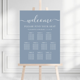 Modern 10 Table Dusty Blue Wedding Seating Chart Foam Board