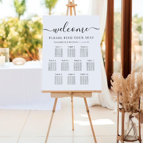 Modern 10 Table Wedding Seating Chart Foam Board