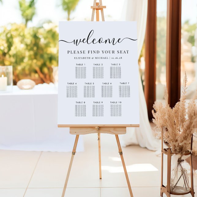 Modern 10 Table Wedding Seating Chart Foam Board (Creator Uploaded)