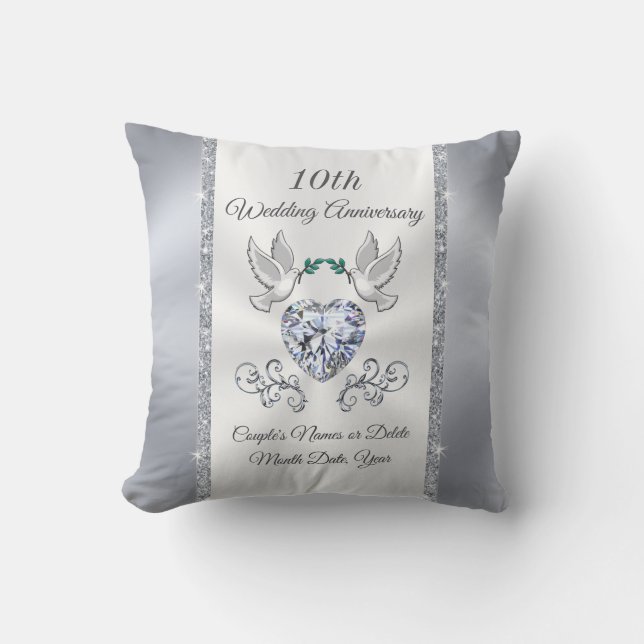 Modern 10 year Anniversary Gift Ideas for Couple Throw Pillow (Front)