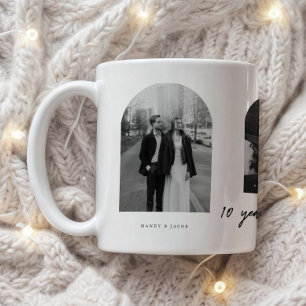 Modern 10-Year Anniversary Wedding Couple Photos Coffee Mug