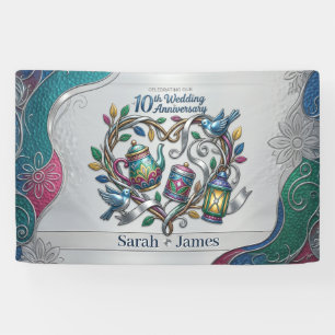 Modern 10th Tin Wedding Anniversary Party Welcome Banner