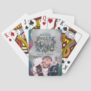 Modern 10th Tin Wedding Anniversary Photo keepsake Poker Cards