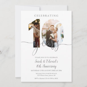 Modern 10th Wedding Anniversary 2 Photo Invitation