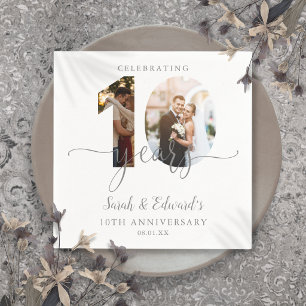 Modern 10th Wedding Anniversary 2 Photo Napkins