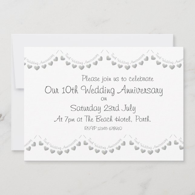 Modern 10th Wedding Anniversary Invitation (Front)