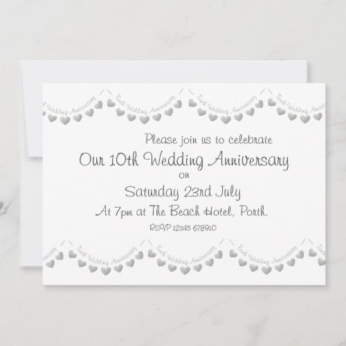 Modern 10th Wedding Anniversary Invitation