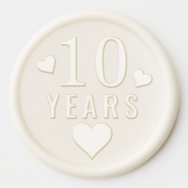 Modern 10th Wedding Tin Anniversary  Wax Seal Sticker (Front)