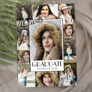 Modern 11 Photo Collage Graduation Announcement