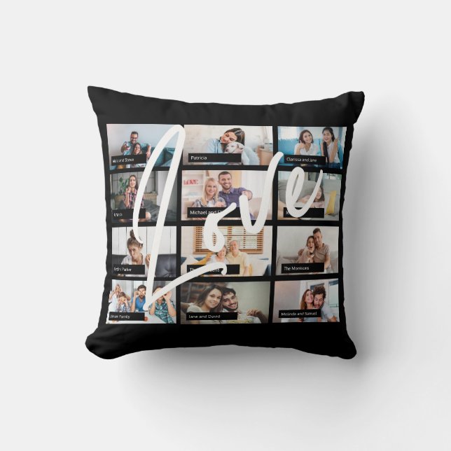 Modern 12 custom photo collage zoom friends screen throw pillow (Front)