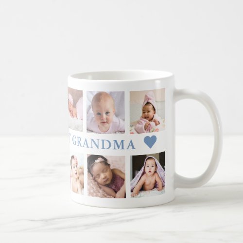 Modern 12 Photo Collage Blue Worlds Best Grandma  Coffee Mug