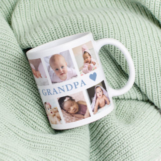 Modern 12 Photo Collage Blue World's Best Grandpa Coffee Mug