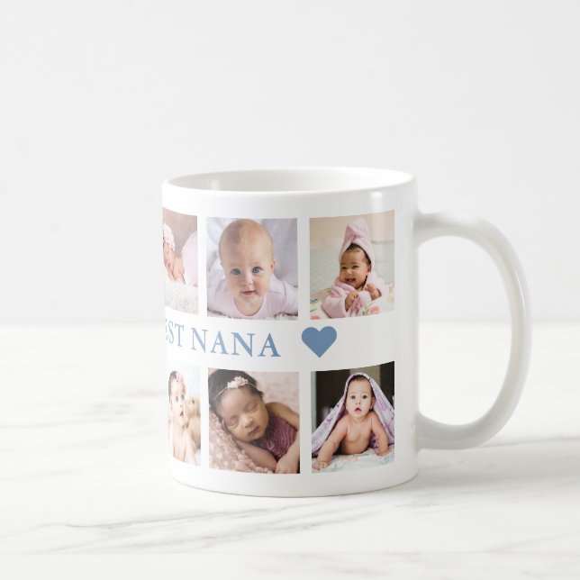 Modern 12 Photo Collage Blue World's Best Nana Coffee Mug (Right)