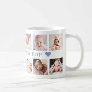 Modern 12 Photo Collage Blue World's Best Pop Coffee Mug