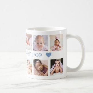 Modern 12 Photo Collage Blue World's Best Pop Coffee Mug