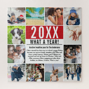 Modern 12 Photo Collage Family Year In Review Jigsaw Puzzle