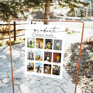 Modern 12 Photo Collage Graduation Party Foam Board
