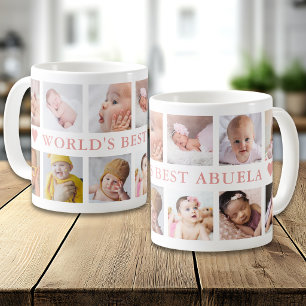 Modern 12 Photo Collage Pink World's Best Abuela Coffee Mug