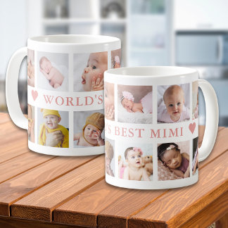 Modern 12 Photo Collage Pink World's Best Mimi Coffee Mug
