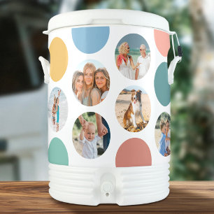 Modern 12 Photo Collage Polka Dot Igloo Ten Gallon Beverage Cooler
