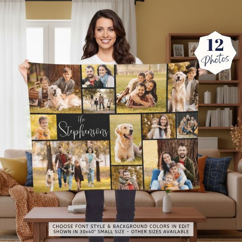 Modern 12 Photo Collage Script Family Name