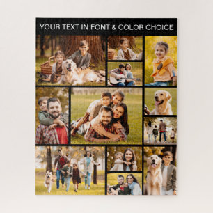 Modern 12 Photo Collage Simple Text Jigsaw Puzzle