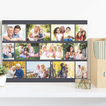 Modern 12 Photo Masonry Grid Grey Stretched Canvas Print<br><div class="desc">Custom stretched canvas print with 12 of your own photos. The modern masonry grid style photo collage is set against a grey background which you can edit, to suit your home decor, by clicking 'customize further' (or just message me for assistance). The photo template is set up ready for you...</div>