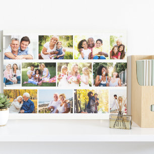 Modern 12 Photo Masonry Grid White Canvas Print