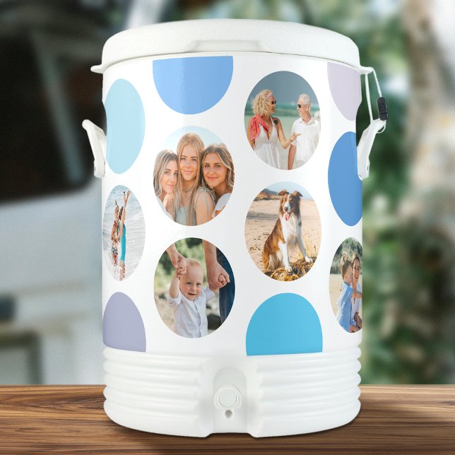 Modern 12 Photo Polka Dot Blue Igloo Ten Gallon Beverage Cooler (Creator Uploaded)