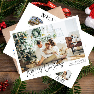 Modern 12 Photo What A Year Christmas Card