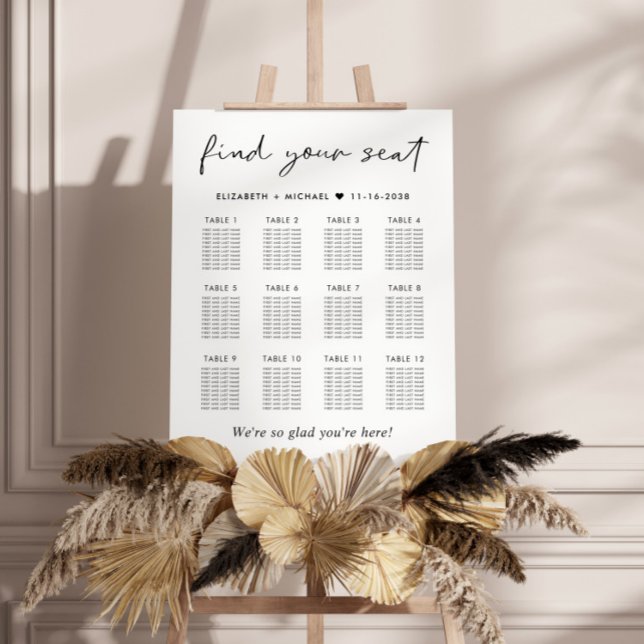 Modern 12 Table Wedding Seating Chart Foam Board (Creator Uploaded)