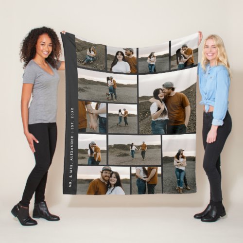 Modern 13 Photo Collage Editable Color Fleece Blanket