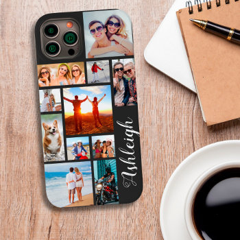 Modern 13 Photo Collage Script Name Custom Color Case-mate Iphone 14 Case by MakeItAboutYou at Zazzle