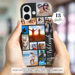 Modern 13 Photo Collage Script Name Custom Color iPhone 16 Case<br><div class="desc">Create your own photo collage cell phone case with this easy-to-use template for 13 pictures in a variety of shapes and sizes against an editable charcoal gray background. Change the background color in EDIT. PHONE OPTIONS: The sample is shown on the Apple iPhone 16 and "Barely There" case--other phone models...</div>