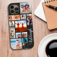 Modern 13 Photo Collage Script Name Custom Color Case-mate Iphone 14 Case at Zazzle