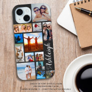 Modern 13 Photo Collage Script Name Custom Color Iphone 15 Case at Zazzle