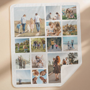 Modern 14 Photo Collage Sherpa Blanket