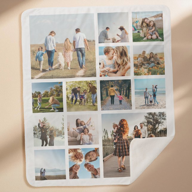 Modern 14 Photo Collage Sherpa Blanket (Creator Uploaded)