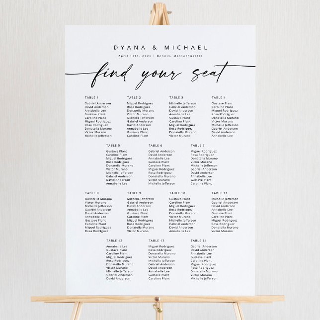 Modern 14 Tables Find Your Seat Seating Chart Foam Board (Creator Uploaded)