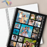 Modern 15 Photo Collage Family Black Personalized Planner<br><div class="desc">Create your own personalized photo collage cover on your planner with 15 square pictures and your custom title--the sample shows a family or individual's name and year in your choice of font styles and colors. Make changes in EDIT. PHOTO TIP: Choose photos with the subject in the middle and/or pre-crop...</div>
