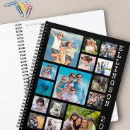 Modern 15 Photo Collage Family Black Personalized Planner at Zazzle